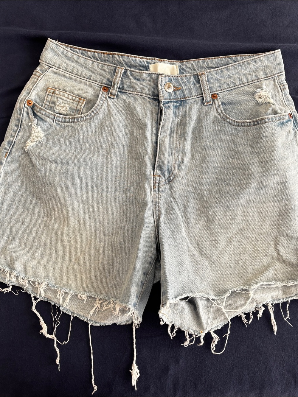 H&M Light Blue Distressed Denim Shorts